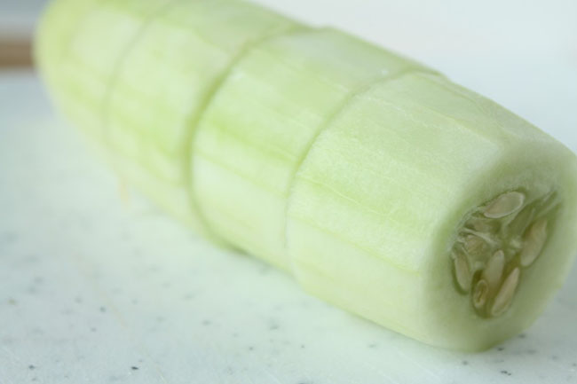 A whole cucumber, peeled and cut into large pieces.