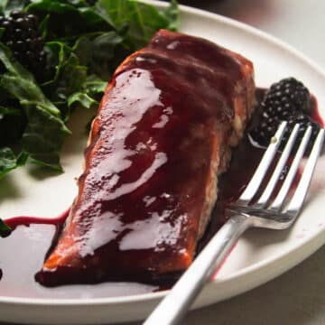 Blackberry glazed salmon.