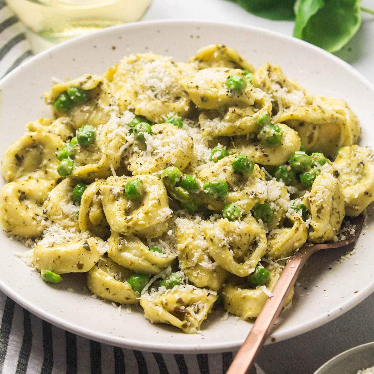 Creamy Pesto Tortellini with Peas