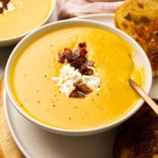 Goat Cheese Butternut Squash Soup with Bacon