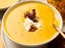 Goat Cheese Butternut Squash Soup with Bacon