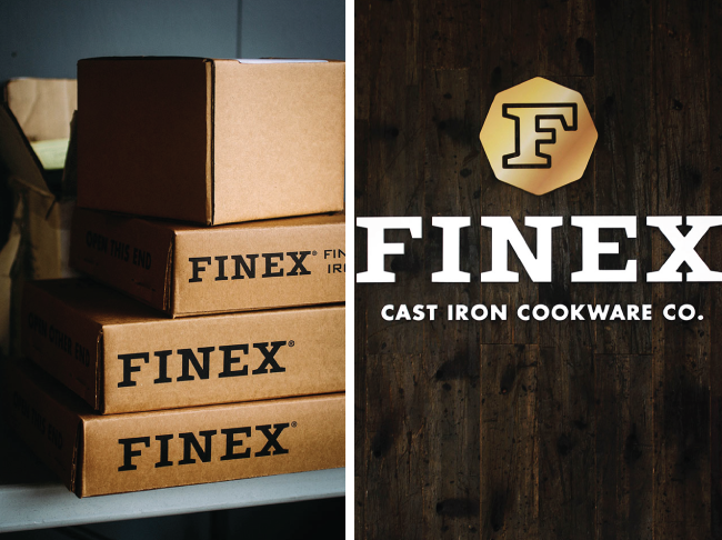 A stack of boxes with the Finex logo.