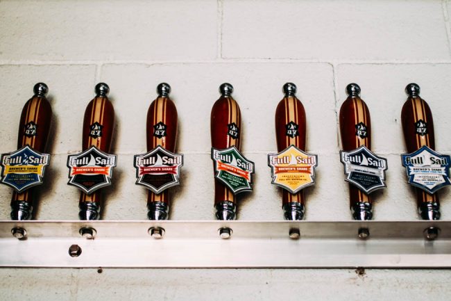 Wall of beer taps.