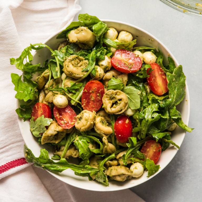 Tortellini salad with arugula.