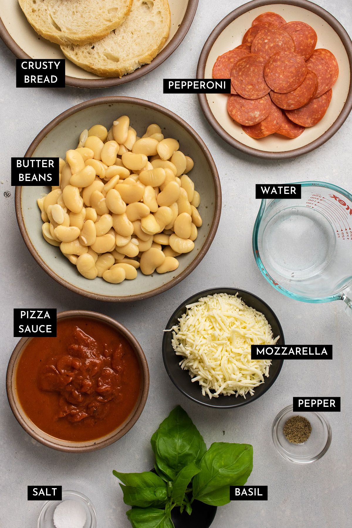 Ingredients organized into individual bowls.