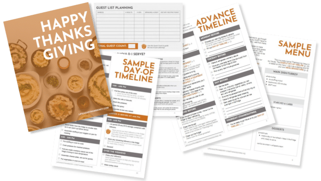 An inside look at five pages of the Thanksgiving planner