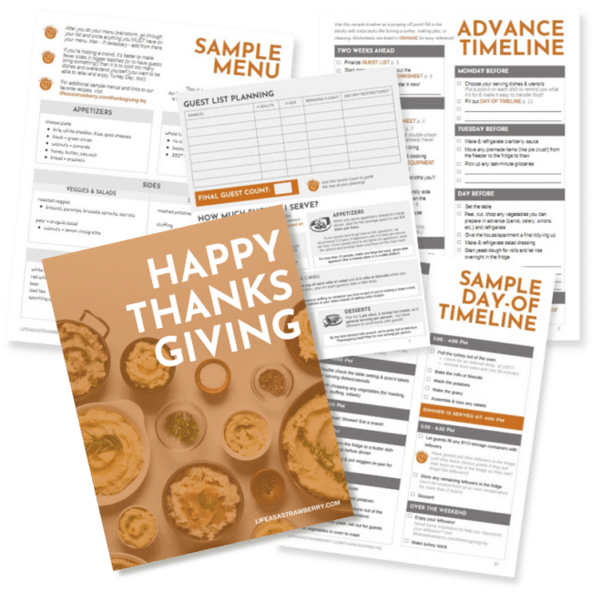 A sneak peek of the pages of the Thanksgiving planner