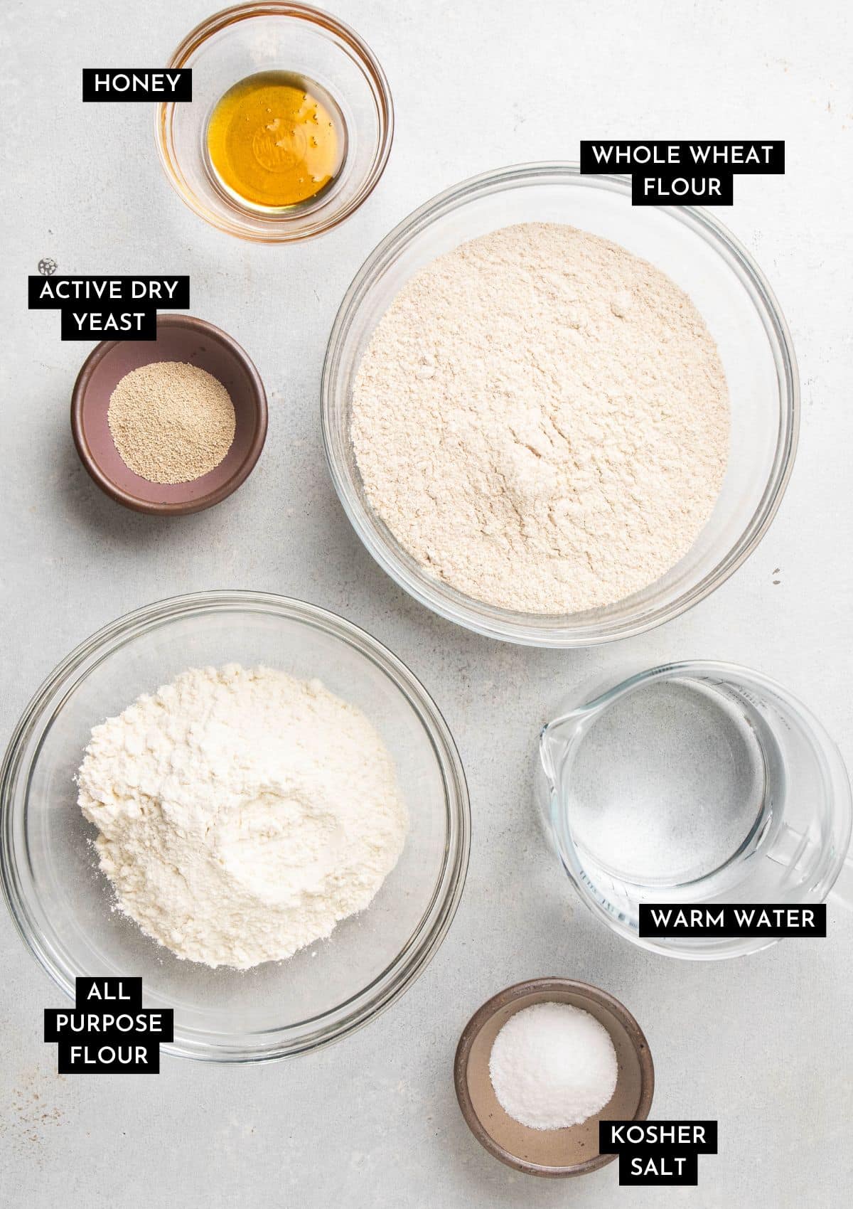 Whole wheat bread ingredients.