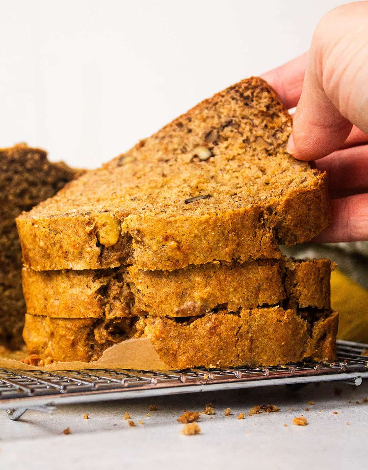 Sliced banana bread.