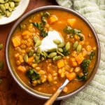 Pumpkin sweet potato soup.