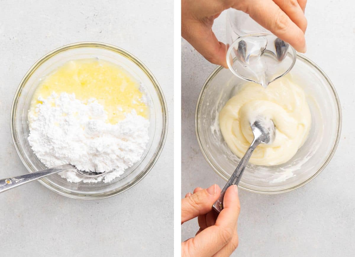 Mixing lemon icing.