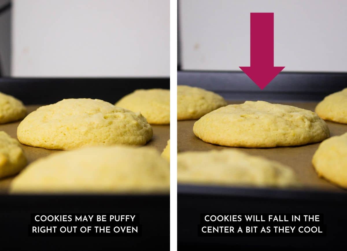Cookies will fall in the center as they cool.