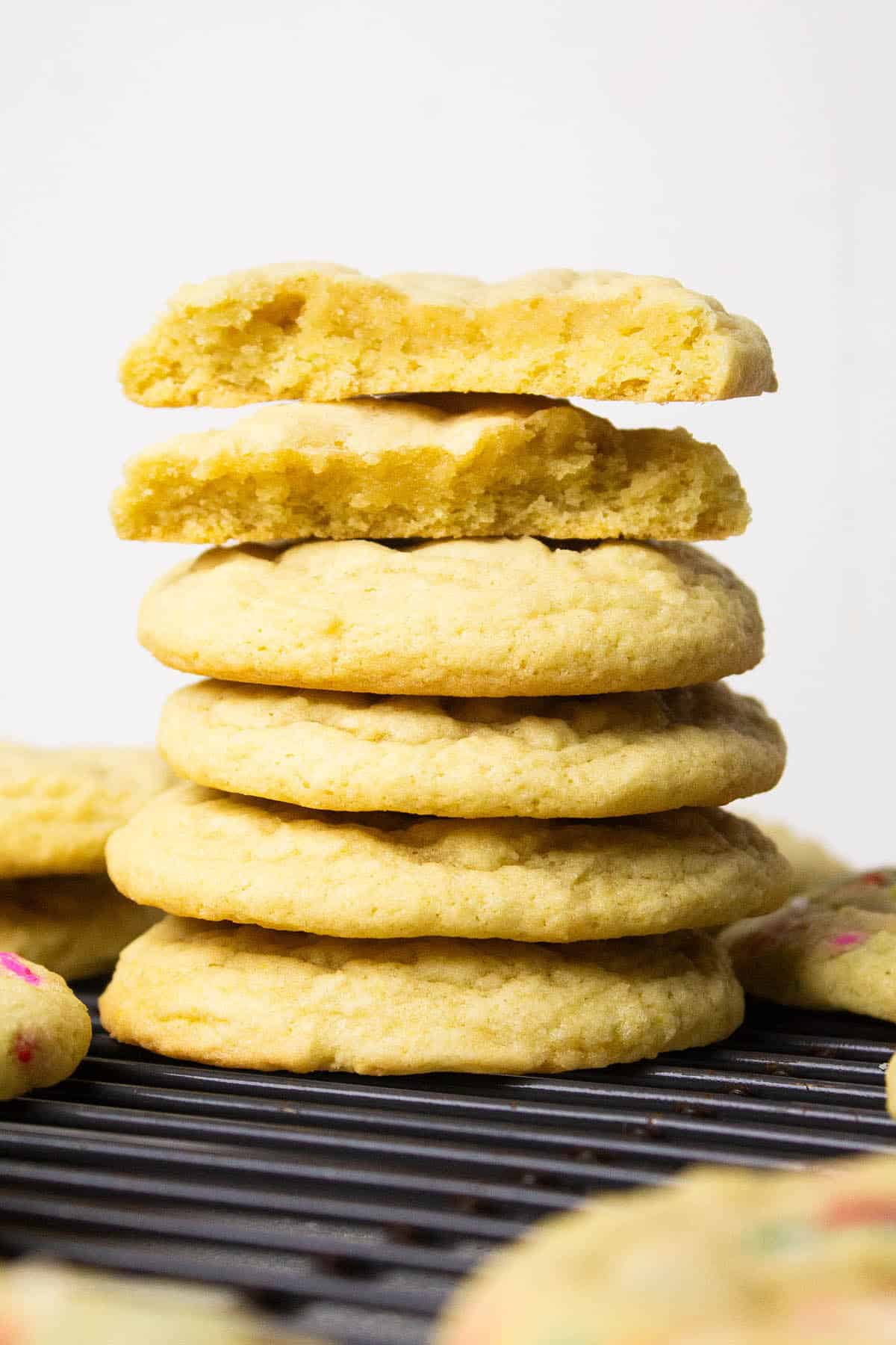 A stack of sugar cookies.