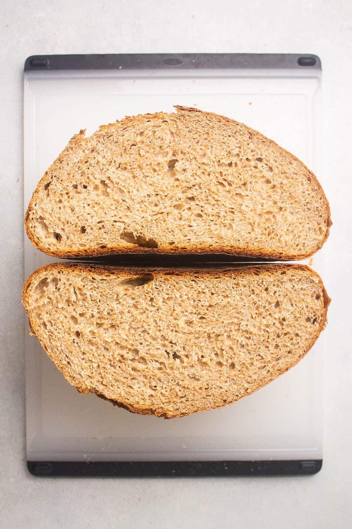 Whole wheat loaf, cut in half.