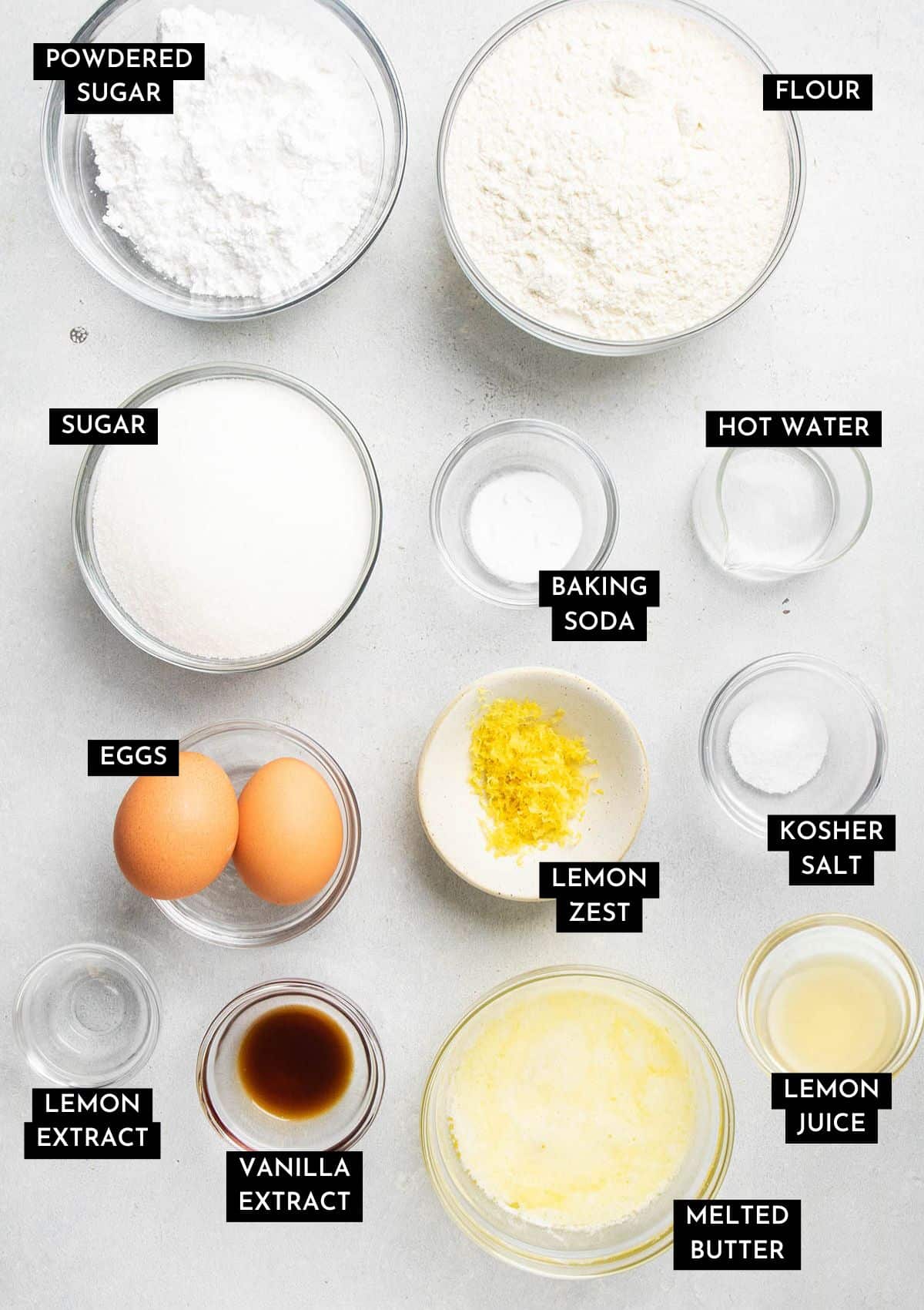 Lemon cookie ingredients, prepped and ready to go.
