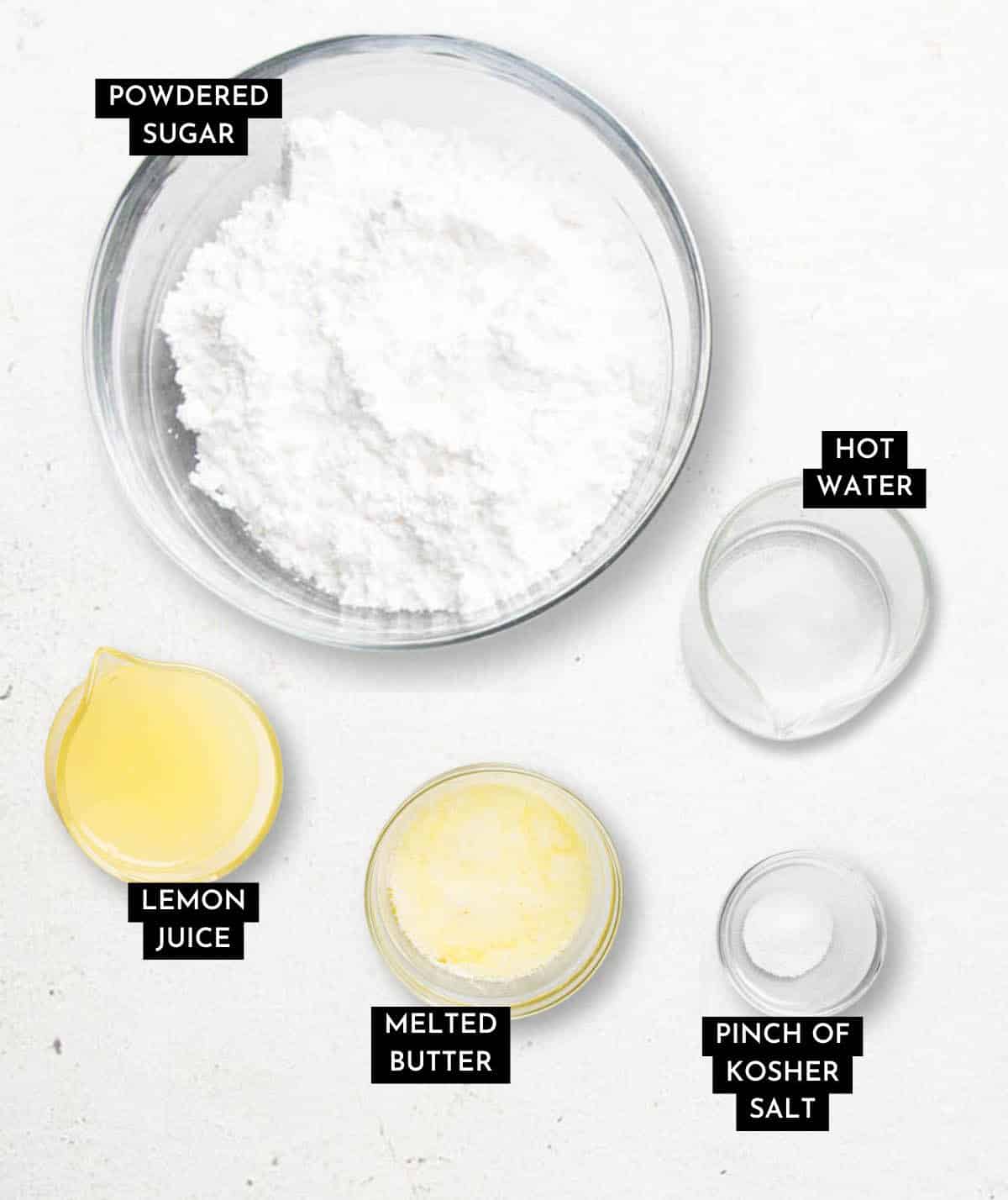 Lemon glaze ingredients.