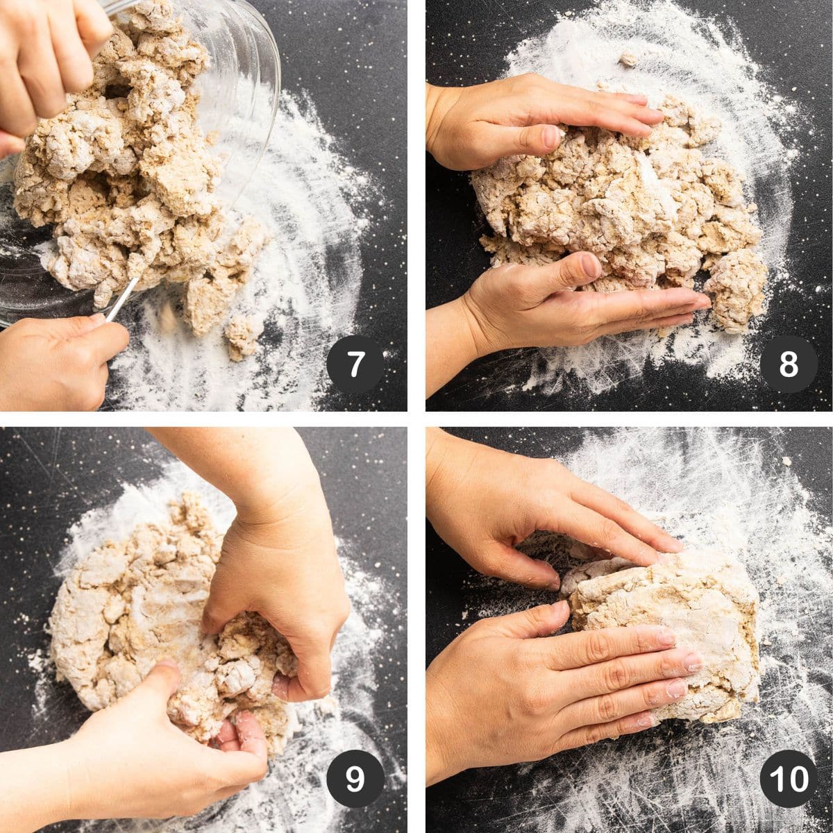 Shaping biscuit dough.