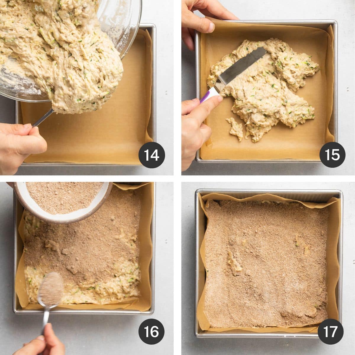 Assembling first layer and filling of coffee cake.