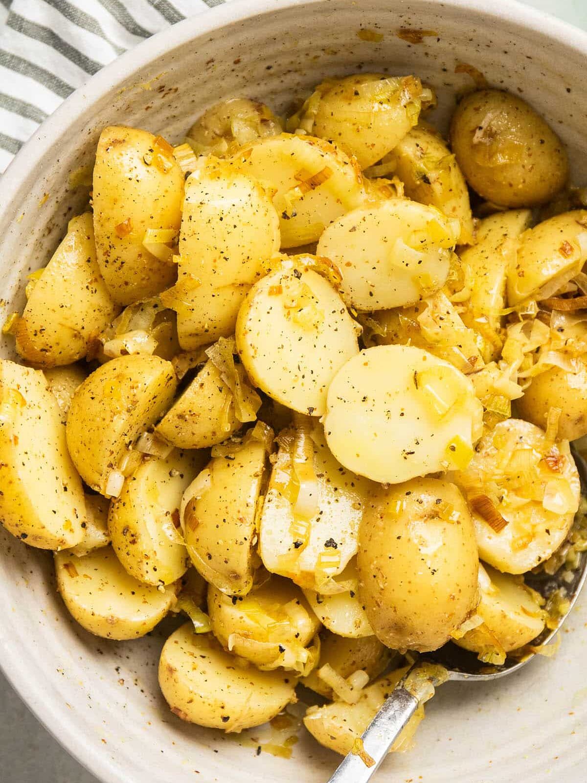 Warm potato salad.